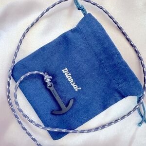 Miansai Black Anchor Necklace with Dark Navy Rope – Unisex